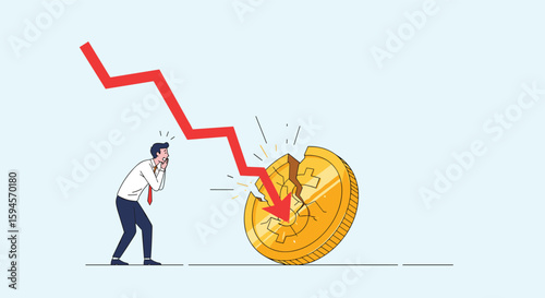 Financial market decline crushing investment opportunity symbolizing economic downturn and business risk