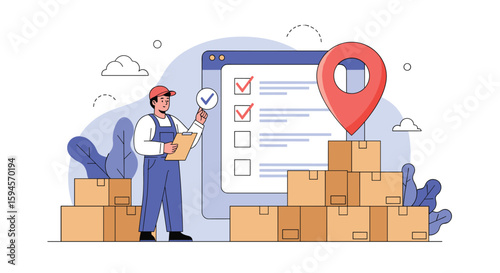 Logistics and delivery services management with efficient tracking and task completion confirmation