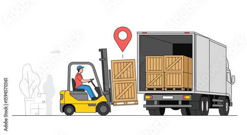Forklift loading goods into a truck for logistics and transportation services