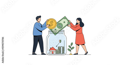 Couple saving money for their future home and a brighter financial outlook together
