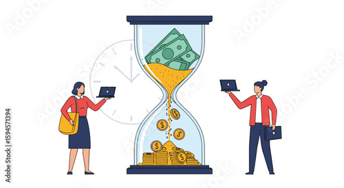 Time is money understanding the value of your time and financial investment through a powerful hourglass illustration