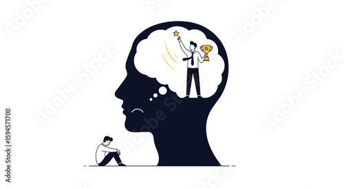 The contrast between internal aspirations for success and external feelings of despair and inadequacy