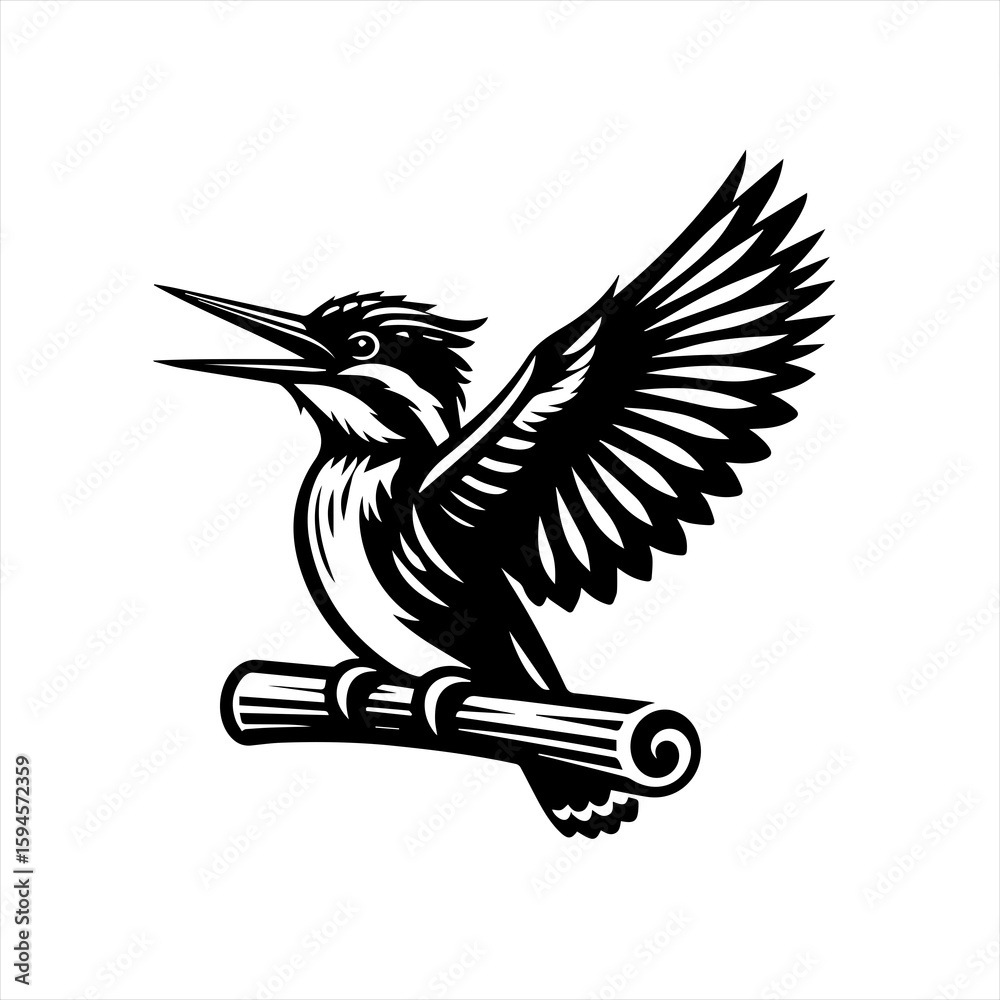 Naklejka premium Kingfisher bird with open wings