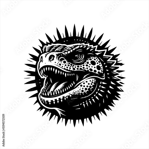 A fierce dinosaur head