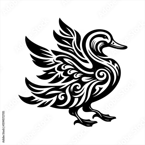 Tribal duck illustration