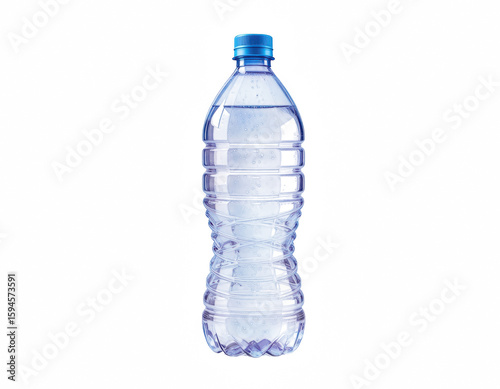 Bottled Water: A crisp, close-up shot of a clear, single-serving plastic water bottle filled with fresh, clean water, reflecting the purity and simplicity of hydration.