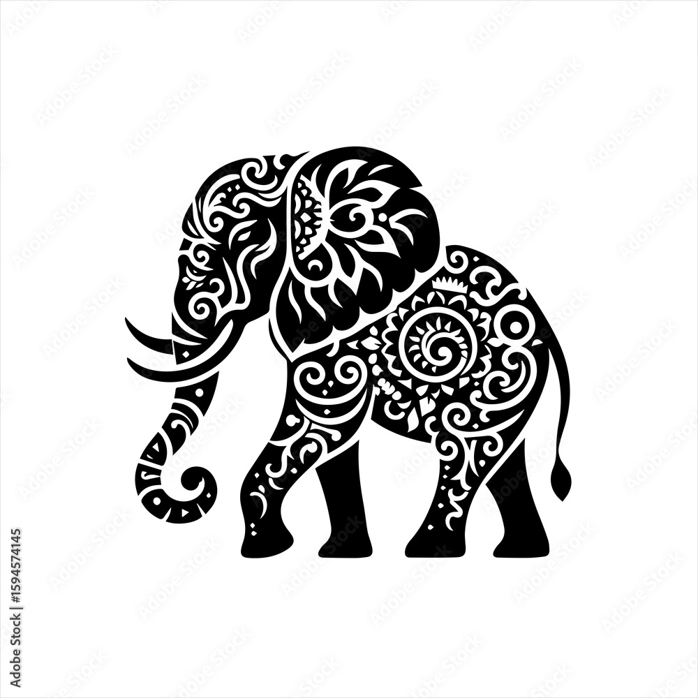 Fototapeta premium Ornate elephant illustration