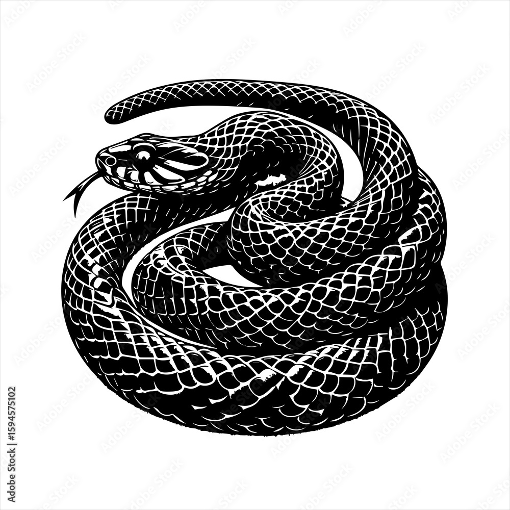 Naklejka premium Coiled snake illustration