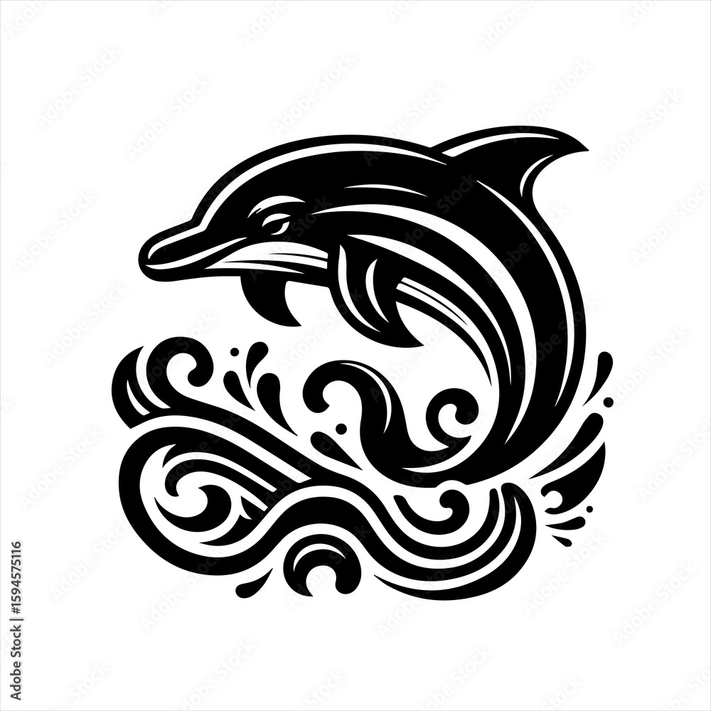 Fototapeta premium Dolphin jumping through waves