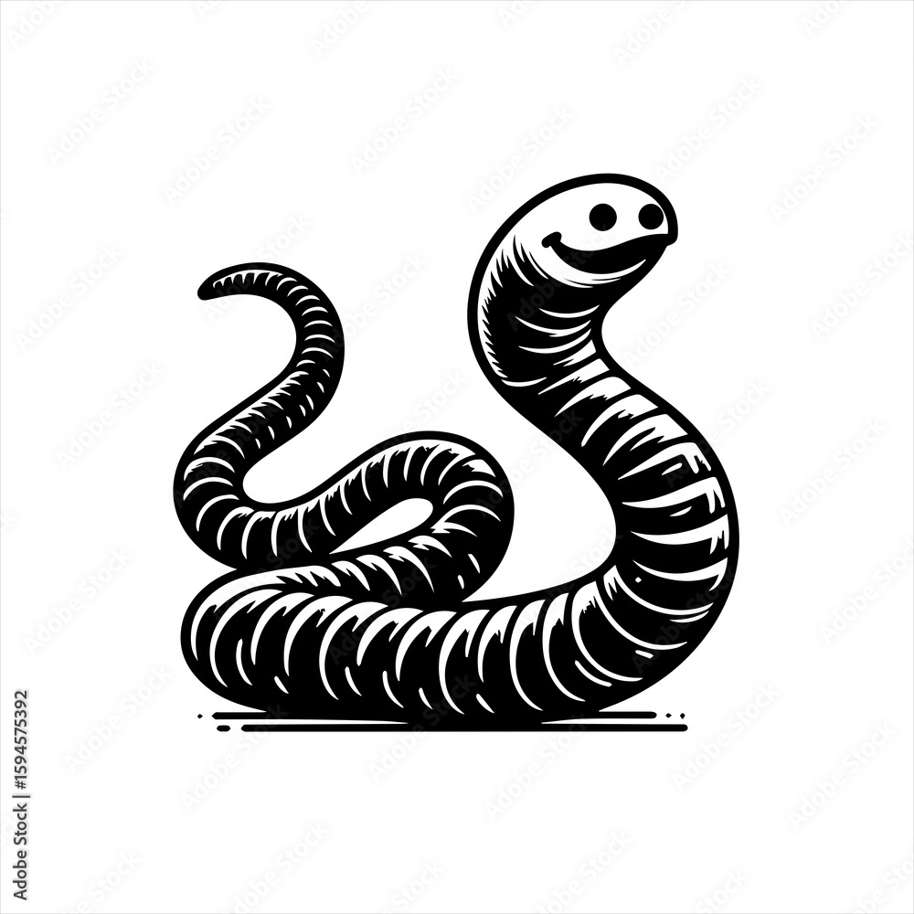 Fototapeta premium Smiling worm illustration