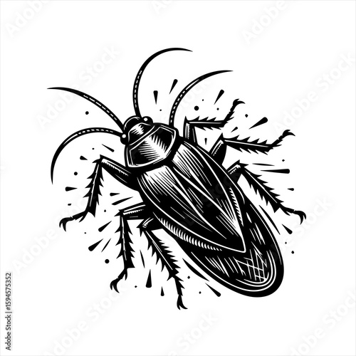 A stylized cockroach illustration