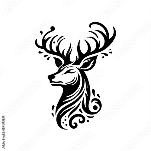 Tribal deer head with antlers