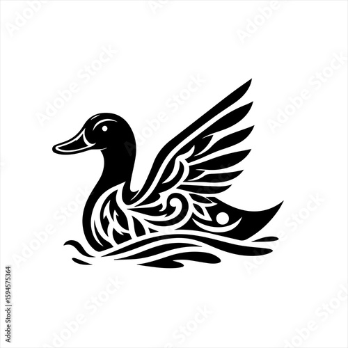 Tribal duck swimming in water