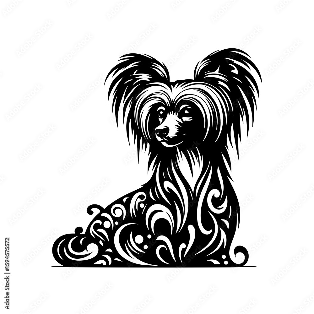 Fototapeta premium Ornate dog illustration on white