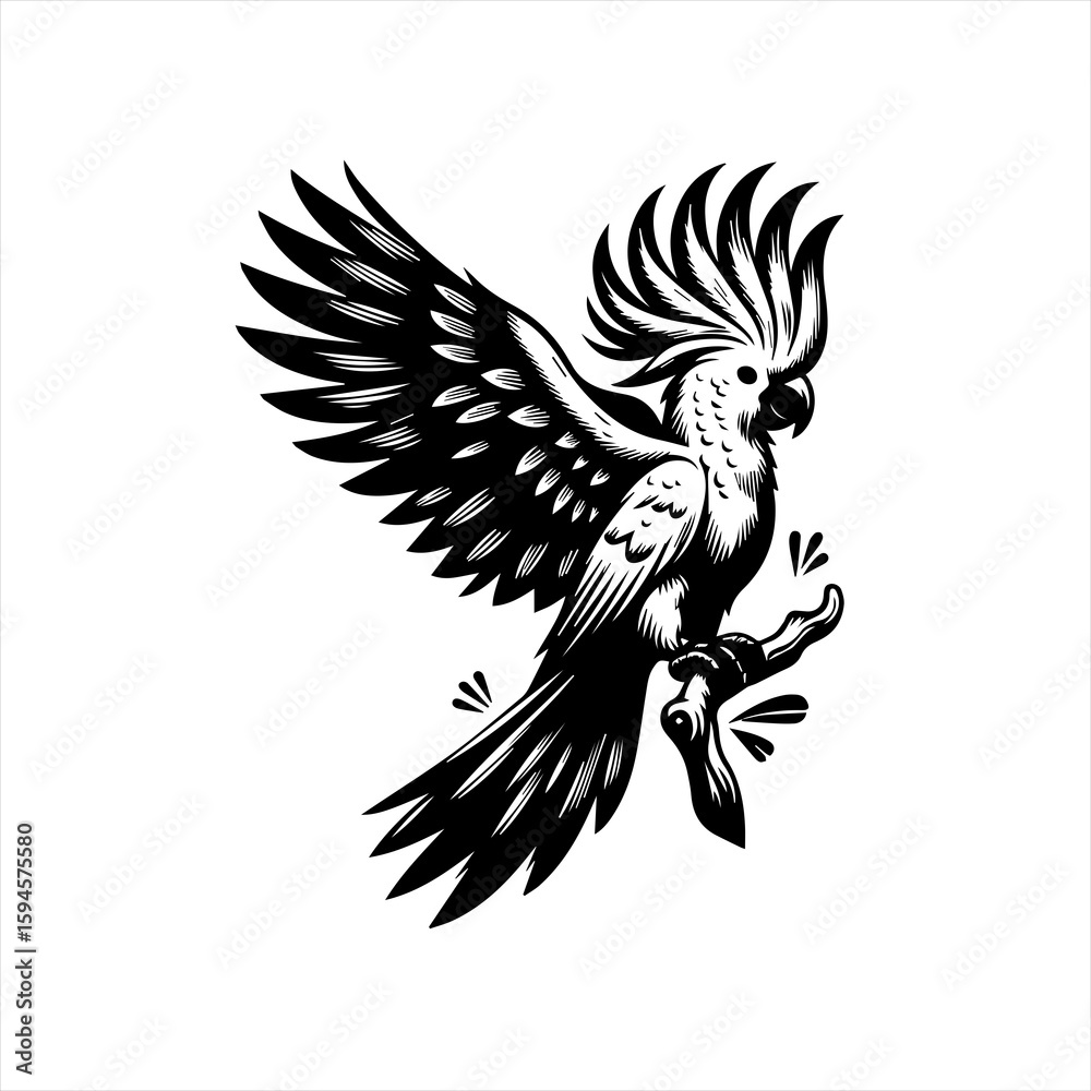 Obraz premium Cockatoo bird illustration on white