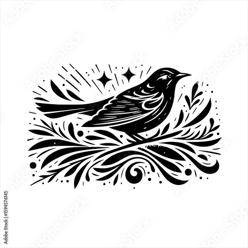 A bird perched on a branch