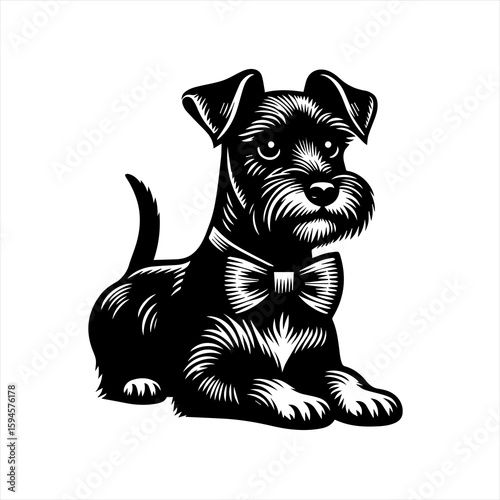 Schnauzer dog with bow tie