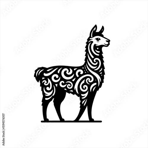 Ornate llama animal illustration