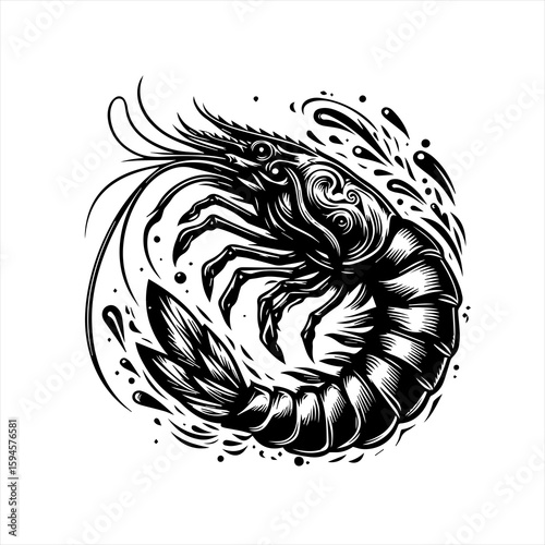 Tribal shrimp illustration