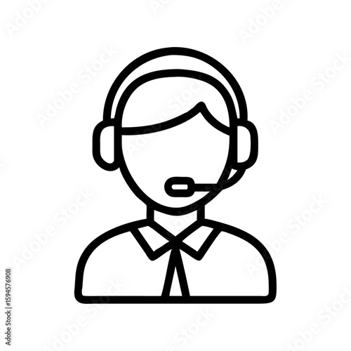 Customer service representative with a headset, a minimalist line drawing of a professional. This customer service representative symbolizes support, answering inquiries in customer service.