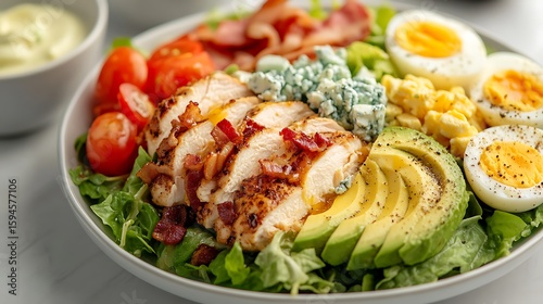 Grilled Chicken Cobb Salad with Avocado, Bacon, and Blue Cheese
