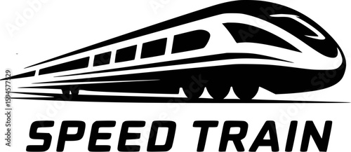 Sleek black high speed train moving fast transportation travel