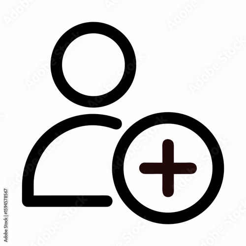 Add User Icon with Plus Sign for New Contact or Profile Creation