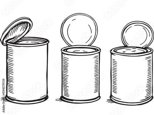 Open tin can line art; simple minimalistic design invited clean style