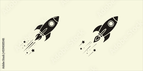 Minimalist Rocket Launch Illustration Design