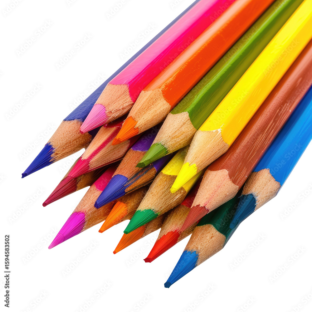 Close-up of colorful pencils clustered together Close-up of colorful pencils clustered together