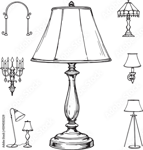 Vintage table lamp line art invited elegance timeless charm soft light