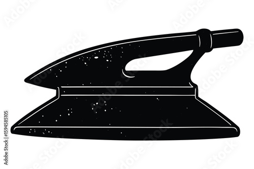 Black and White Illustration of a Vintage Clothes Iron for Sewing Projects