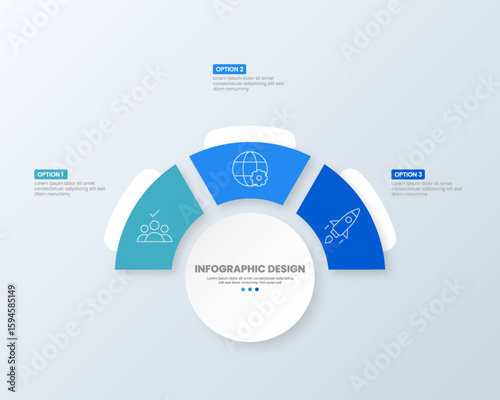 Blue half circle infographic design