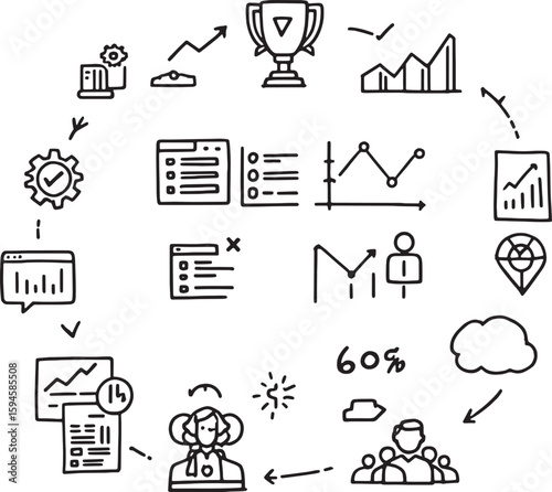 Business infographic line art modern design style invited effective communication
