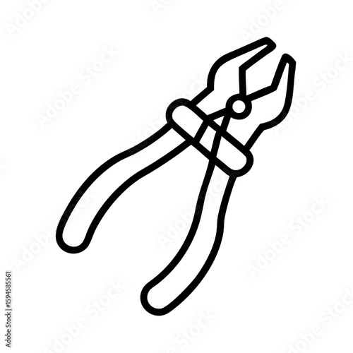 Pliers illustrated in minimal style with black outline design  