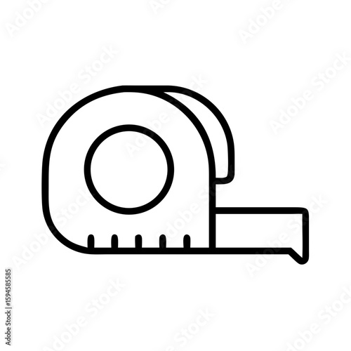 Measuring tape with retractable mechanism in minimalist line art style  