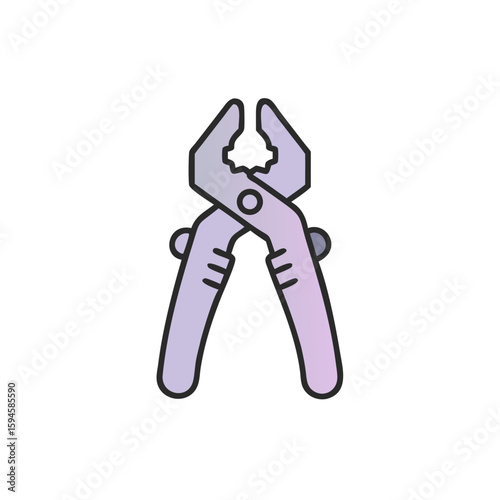 Pliers with a gradient design in purple tones for repair tasks  