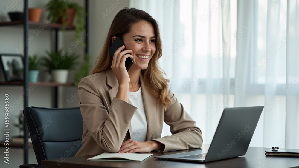 Smiling Young Woman Talking on Smartphone Smiling Young Woman Talking on Smartphone