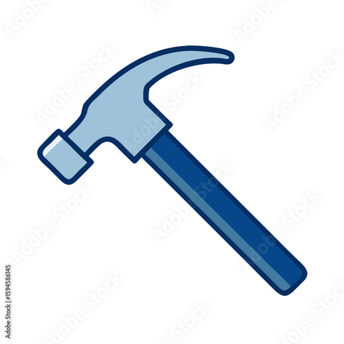 Hammer illustration in blue and grey colors for construction projects  