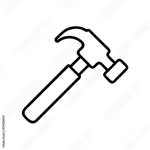 Hammer tool in minimalist design with black outline  