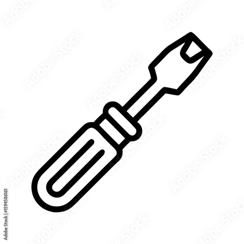 Screwdriver tool with a flathead design in black outline style  