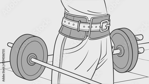 Weightlifter with Weightlifting Belt and Barbell.