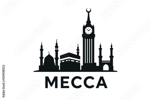 Mecca city skyline with iconic buildings and landmarks