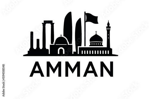 Amman city skyline with iconic buildings and landmarks