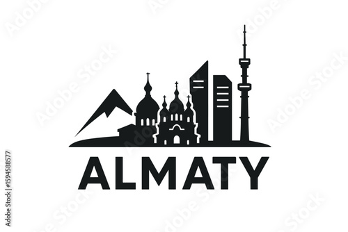 Almaty city skyline with iconic buildings and landmarks