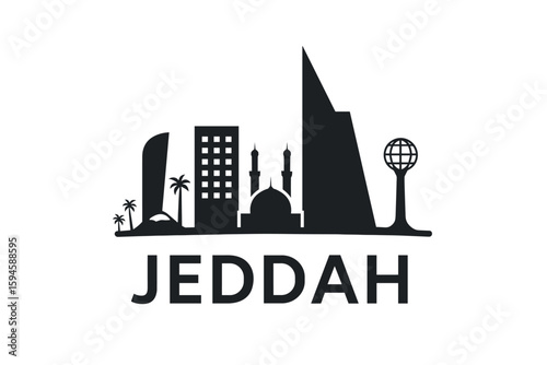 Jeddah skyline with iconic buildings and landmarks