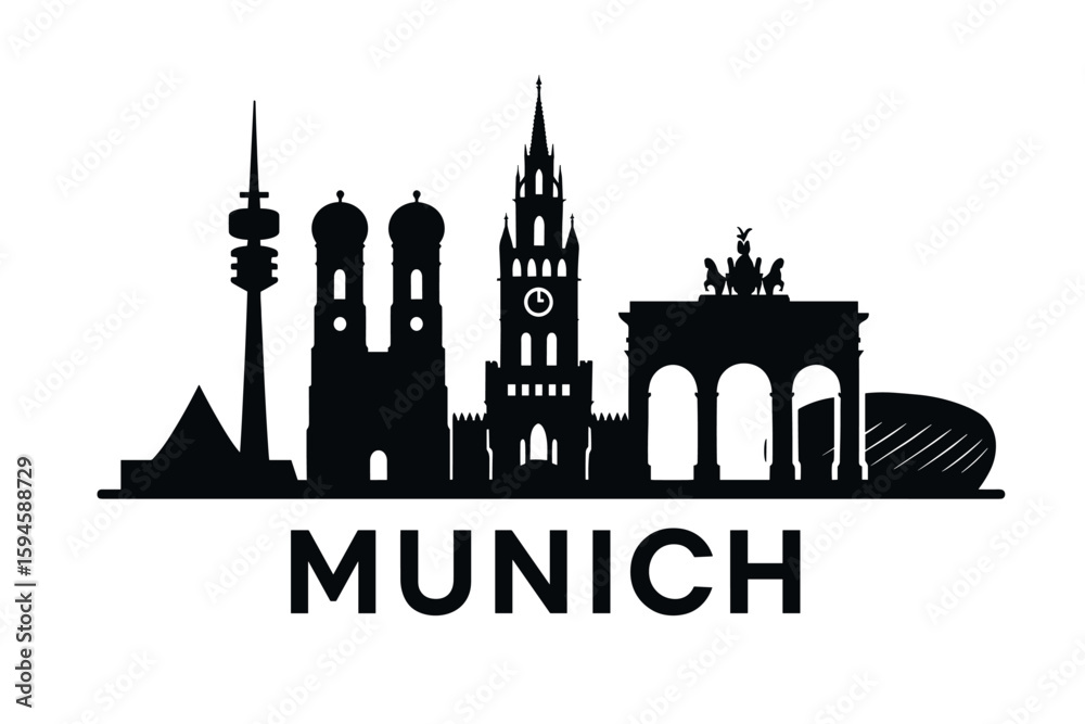 Fototapeta premium City skyline with iconic buildings and landmarks of Munich