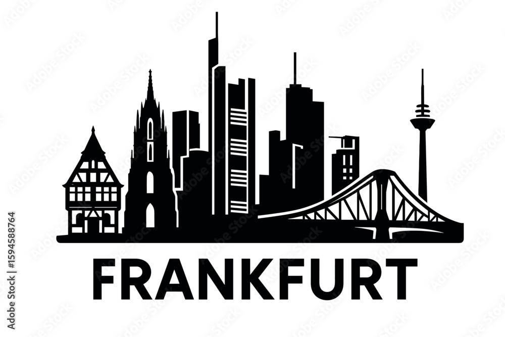 Fototapeta premium City skyline with iconic buildings and landmarks of Frankfurt