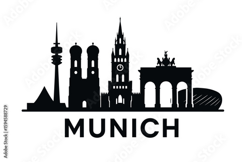 City skyline with iconic buildings and landmarks of Munich