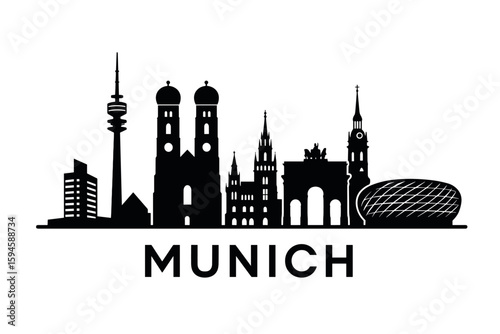 City skyline with iconic buildings and landmarks of Munich